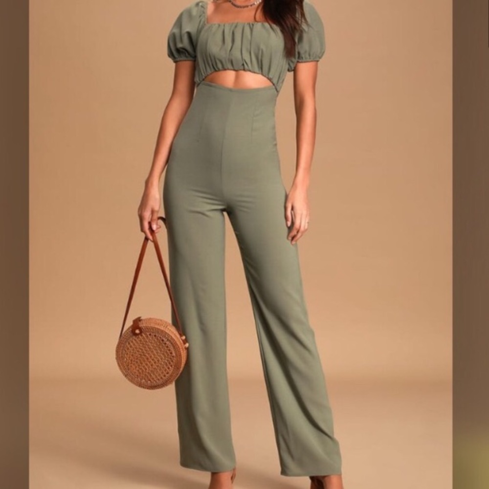 Lulus- Sage Green Jumpsuit